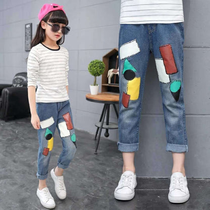Spring And Autumn Girls Jeans Pants Girls Loose Jeans Pants