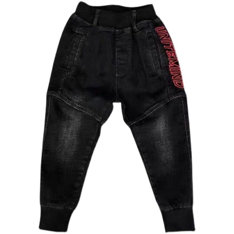 Kids Black Jeans Single Pants Spring And Autumn Boys Pants