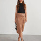 Chic Mid-Length Split Leather Skirt for Women - Trendy Street Style - Image #6