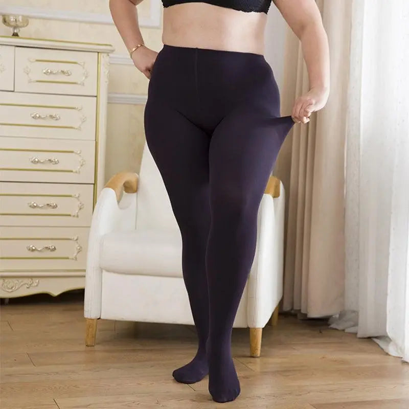 Women's Plus Size Striped Pantyhose Black Tights with a High Waist and an Anti-Hook, Warm Seamless Tights - K3N VENTURES