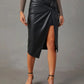 Chic Mid-Length Split Leather Skirt for Women - Trendy Street Style - Image #10