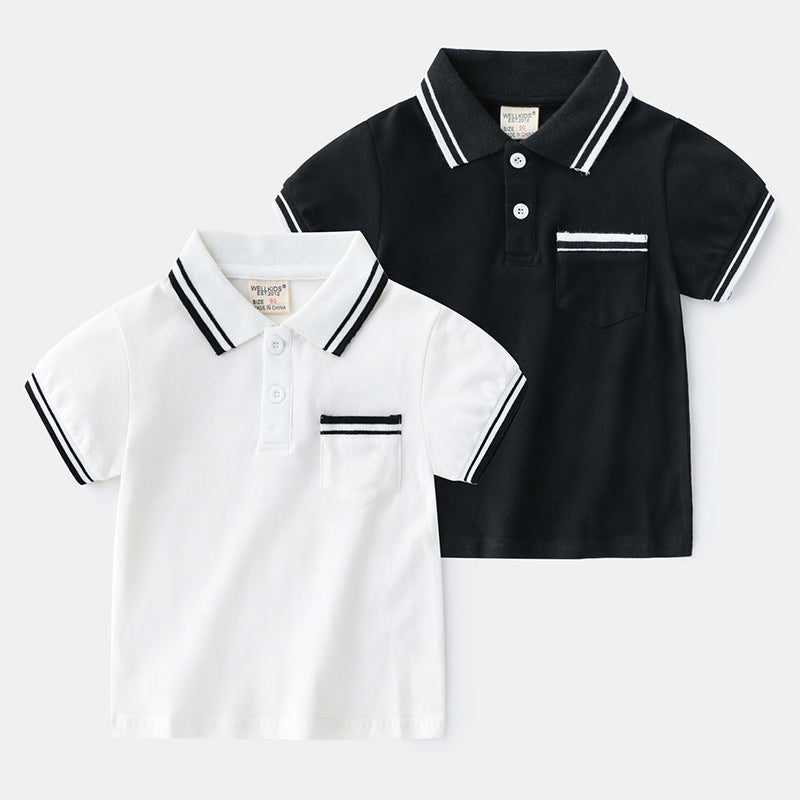 Black and white Trendy Children's Polo T-Shirts