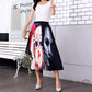 Women's Cartoon Printed Pleated Skirt - Stylish A-Line Midi Skirt with Flared Hem for Everyday Wear