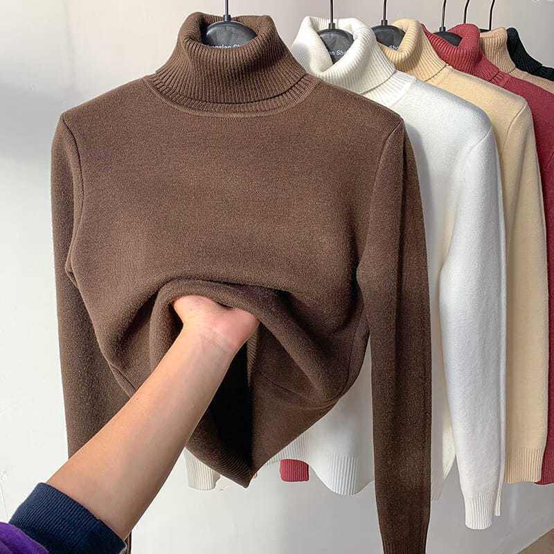 Turtle Neck Winter Sweater Women Elegant Thick Warm Female Knitted Pullover Loose Basic Knitwear -  chic, ladies clothes, winter sweater, women clothing - K3N VENTURES