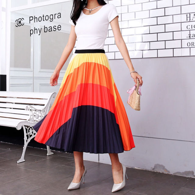 Stylish A-Line Midi Skirt with Flared Hem for Everyday Wear