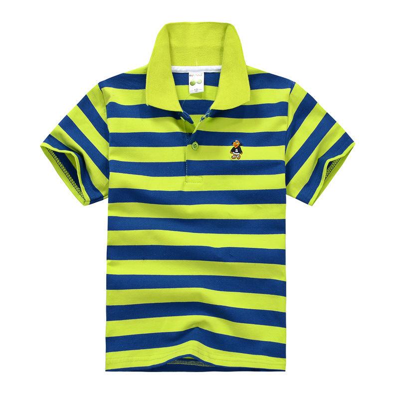 CUHK Children's T-shirt Cotton Striped Lapel Polo Shirt - K3N VENTURES