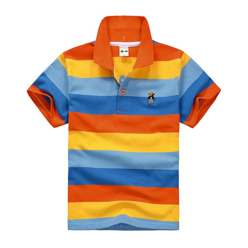 CUHK Children's T-shirt Cotton Striped Lapel Polo Shirt - K3N VENTURES