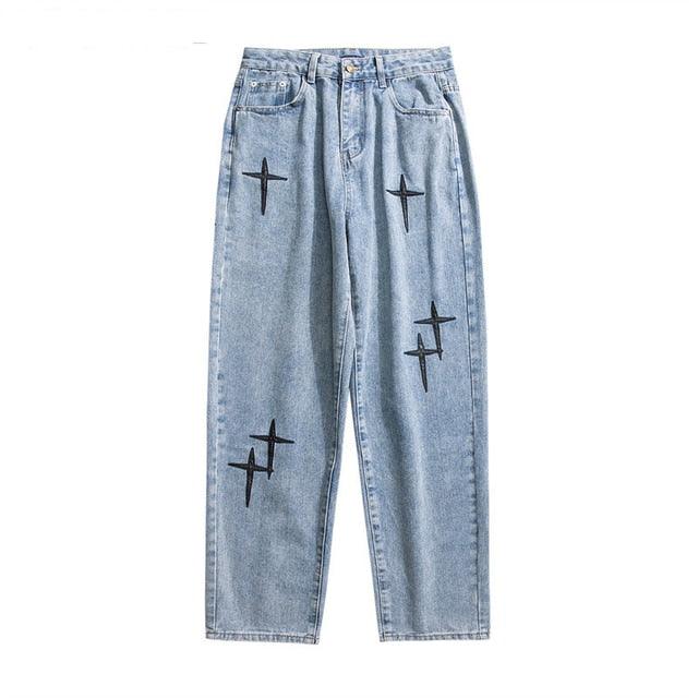 Embroidered Jeans Men's Straight Loose - K3N VENTURES