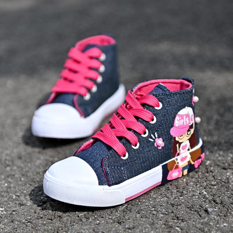 Girls' Canvas Sneakers: Kids' Durable Footwear - K3N VENTURES