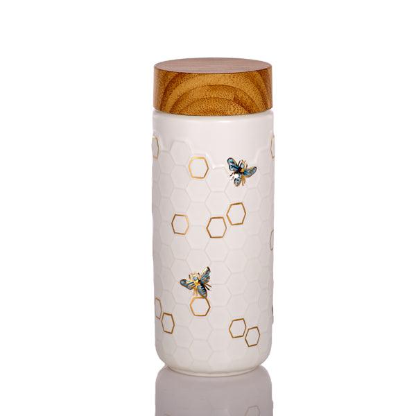 Honey Bee Ceramic Travel Mug / Gold 12.3 oz - K3N VENTURES
