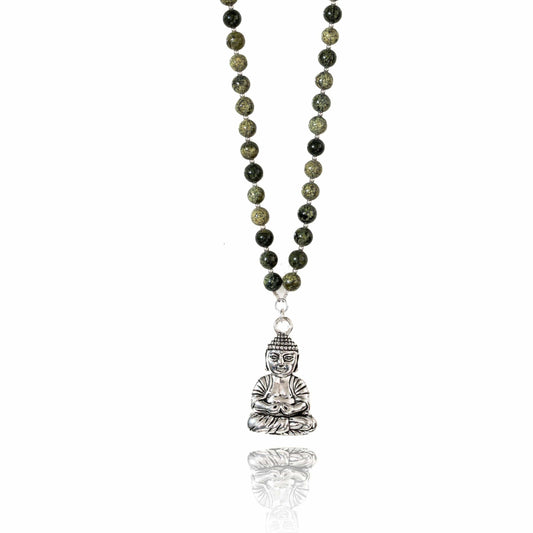 Meditation Green Jade Necklace with Buddha - K3N VENTURES