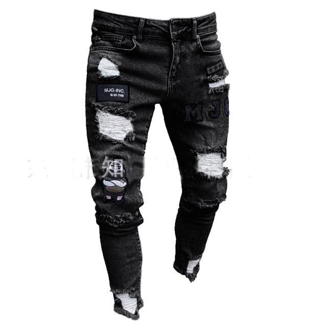 Men's Stretchable Ripped Skinny Jeans: Distressed Denim for Modern Style - K3N VENTURES